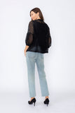 Black Rib Band Neck Short Jacket