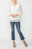 White Rib Band Neck Short Jacket