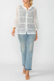 White Rib Band Neck Short Jacket