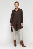 Brown Asymmetrical Cut Shirt Collar