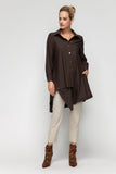 Brown Asymmetrical Cut Shirt Collar