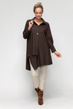 Brown Asymmetrical Cut Shirt Collar