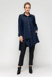 Navy Asymmetrical Cut Shirt Collar