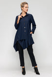 Navy Asymmetrical Cut Shirt Collar