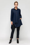 Navy Asymmetrical Cut Shirt Collar