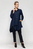 Navy Asymmetrical Cut Shirt Collar
