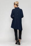 Navy Asymmetrical Cut Shirt Collar