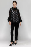 Black Bubble Cuff Sleeve Top
