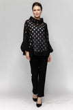 Black Bubble Cuff Sleeve Top