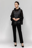 Black Bubble Cuff Sleeve Top