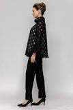 Black Bubble Cuff Sleeve Top