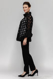 Black Bubble Cuff Sleeve Top
