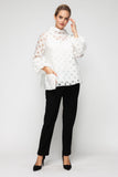 White Bubble Cuff Sleeve Top