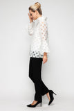 White Bubble Cuff Sleeve Top