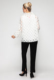 White Bubble Cuff Sleeve Top