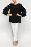 Black Bell Sleeve Feather Top