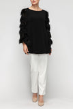 Black Bell Sleeve Feather Top