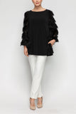Black Bell Sleeve Feather Top