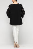 Black Bell Sleeve Feather Top