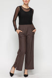 Brown Side Open Straight Pants