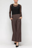 Brown Side Open Straight Pants