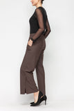 Brown Side Open Straight Pants