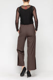 Brown Side Open Straight Pants