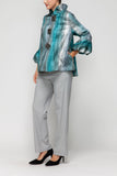 Blue Back Pleat Button Front Jacket