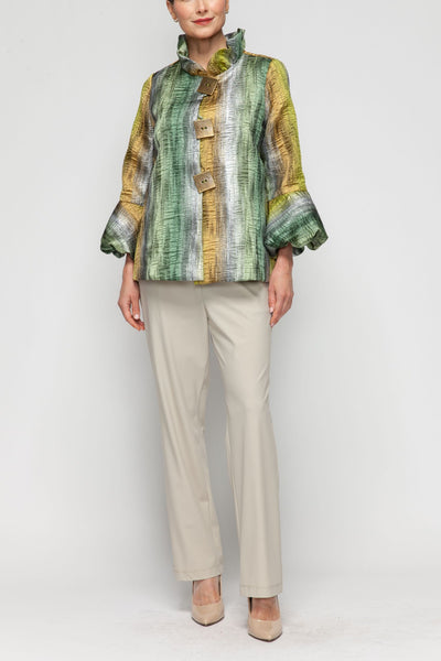 Green Back Pleat Button Front Jacket – IC Collection