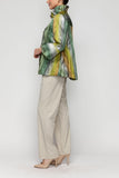 Green Back Pleat Button Front Jacket
