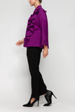 Magenta Ruffle Trim Jacket With Zipper