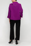 Magenta Ruffle Trim Jacket With Zipper