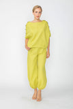 Avocado Shoulder Button Detail Dolman Top
