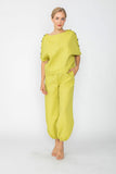 Avocado Shoulder Button Detail Dolman Top