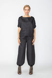 Black Shoulder Button Detail Dolman Top
