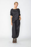 Black Shoulder Button Detail Dolman Top