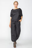 Black Shoulder Button Detail Dolman Top