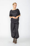 Black Shoulder Button Detail Dolman Top