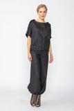 Black Shoulder Button Detail Dolman Top