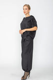Black Shoulder Button Detail Dolman Top