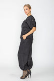 Black Shoulder Button Detail Dolman Top