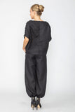 Black Shoulder Button Detail Dolman Top