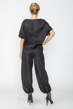Black Shoulder Button Detail Dolman Top