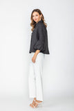 Black High Neck Blouson Cuffs One Button Jacket