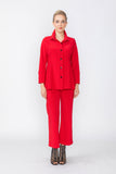 Red Contrast Top Stitch Detail Jacket