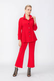 Red Contrast Top Stitch Detail Jacket