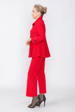 Red Contrast Top Stitch Detail Pants