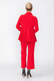 Red Contrast Top Stitch Detail Jacket