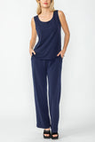 Navy Wide Leg Long Pants & Scoop Neck Tank Top