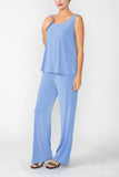 Periwinkle Wide Leg Long Pants & Scoop Neck Tank Top